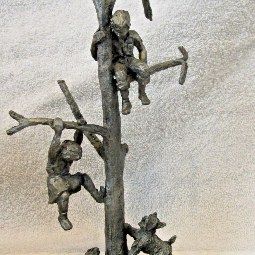 Robert Drury for International Pewter Figurine of Children Playing in Tree